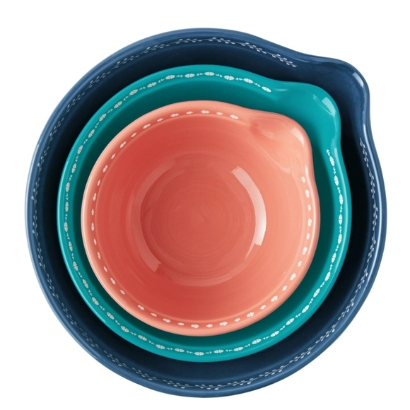 ❤️ New Pioneer Woman Keepsake Floral 3-Piece Ceramic Mixing Bowl Set - Picture 5 of 9